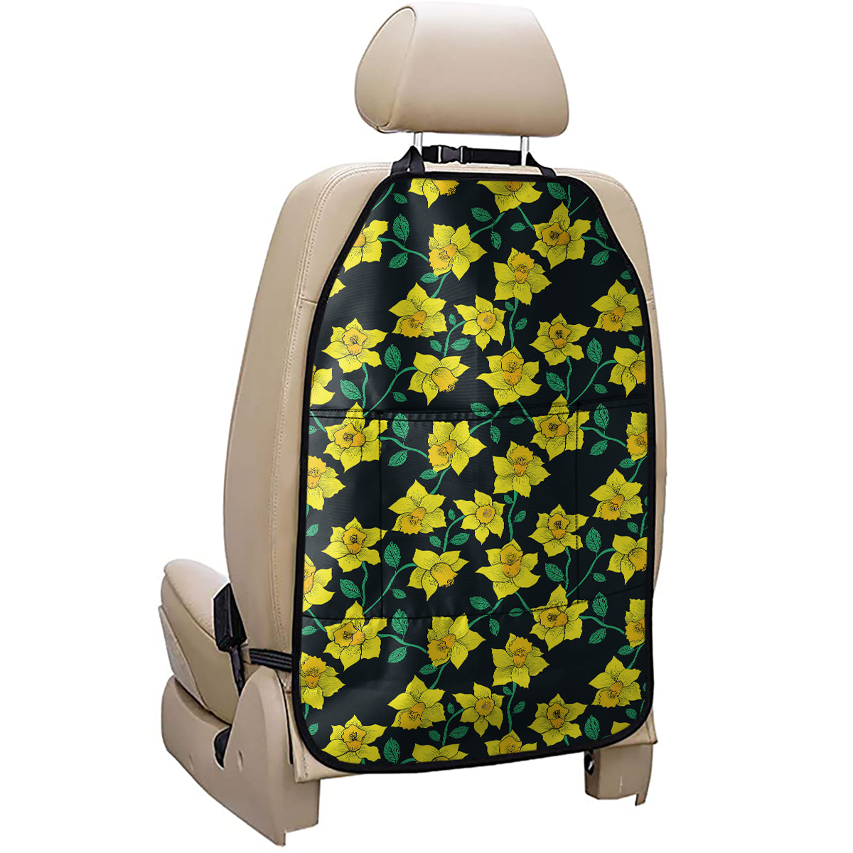 Drawing Daffodil Flower Pattern Print Car Seat Organizers