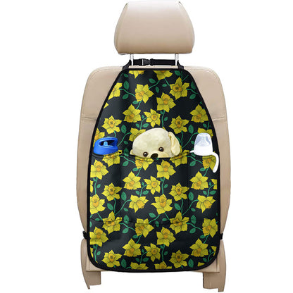 Drawing Daffodil Flower Pattern Print Car Seat Organizers