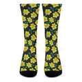 Drawing Daffodil Flower Pattern Print Crew Socks