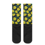 Drawing Daffodil Flower Pattern Print Crew Socks