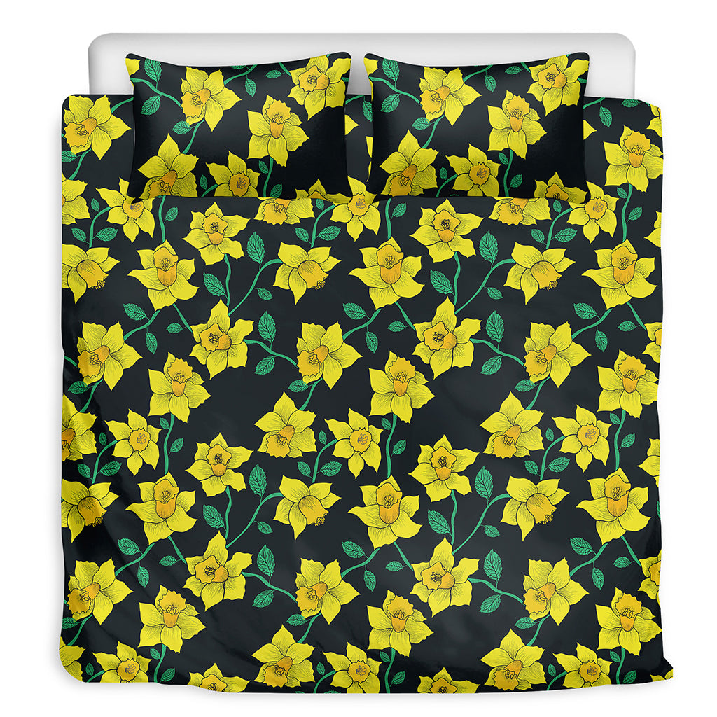 Drawing Daffodil Flower Pattern Print Duvet Cover Bedding Set