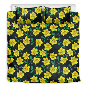 Drawing Daffodil Flower Pattern Print Duvet Cover Bedding Set