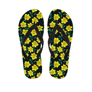 Drawing Daffodil Flower Pattern Print Flip Flops