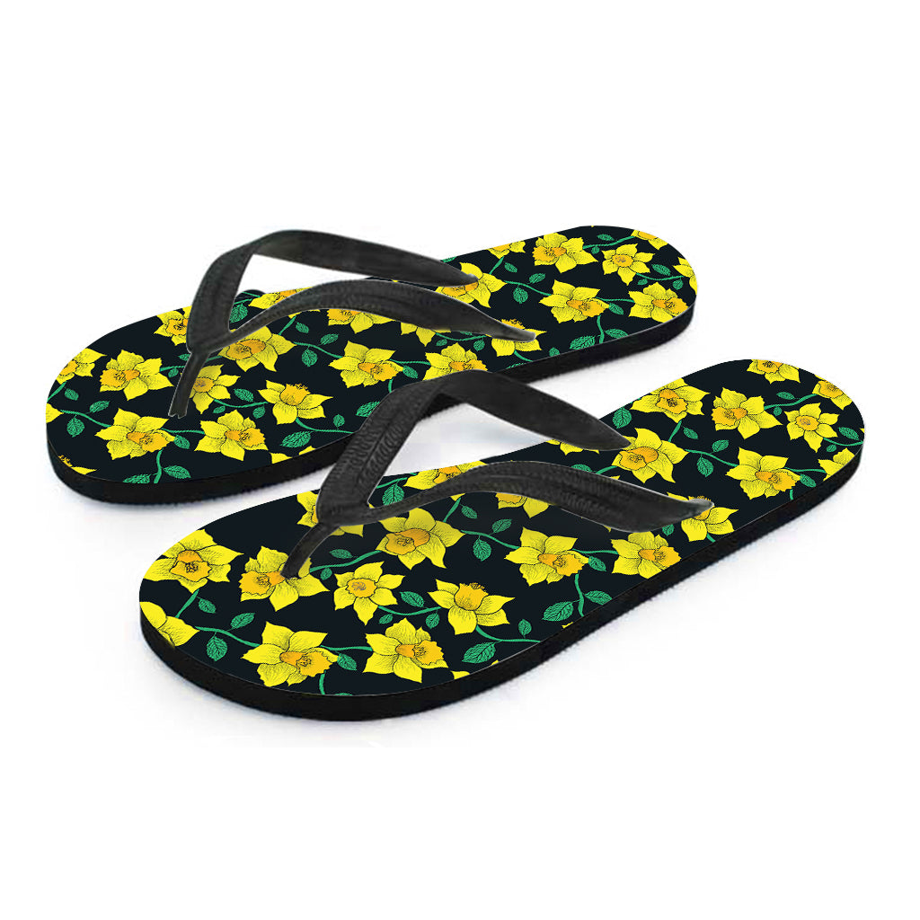 Drawing Daffodil Flower Pattern Print Flip Flops