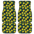 Drawing Daffodil Flower Pattern Print Front and Back Car Floor Mats