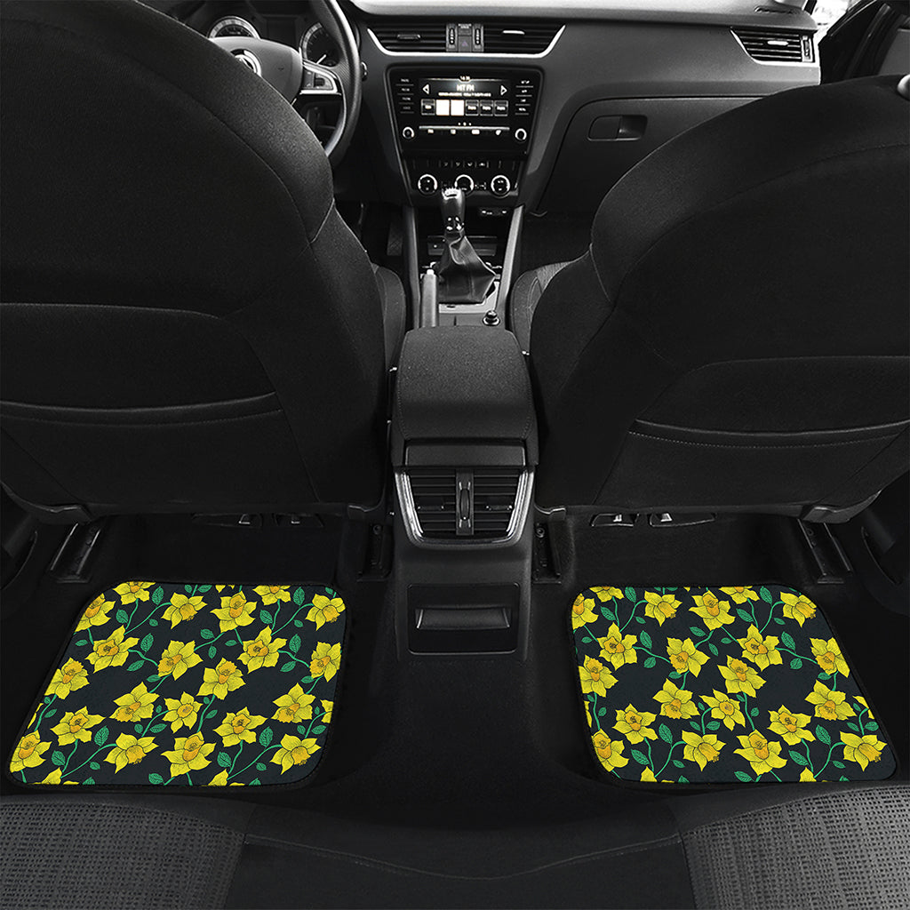 Drawing Daffodil Flower Pattern Print Front and Back Car Floor Mats