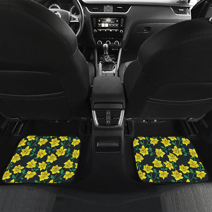 Drawing Daffodil Flower Pattern Print Front and Back Car Floor Mats