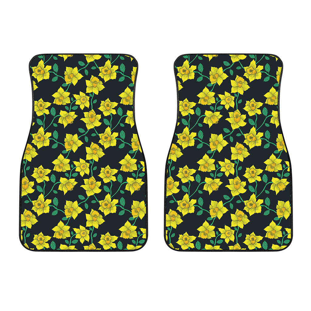 Drawing Daffodil Flower Pattern Print Front Car Floor Mats