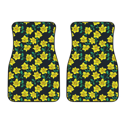 Drawing Daffodil Flower Pattern Print Front Car Floor Mats