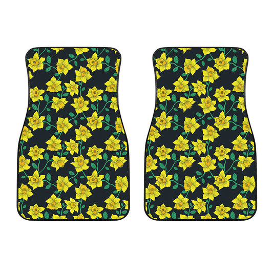 Drawing Daffodil Flower Pattern Print Front Car Floor Mats
