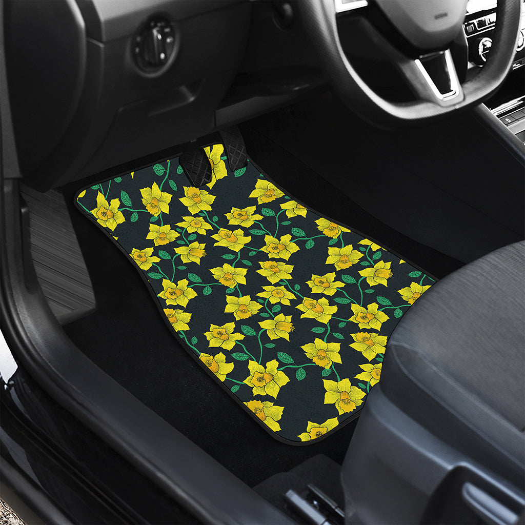 Drawing Daffodil Flower Pattern Print Front Car Floor Mats