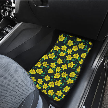 Drawing Daffodil Flower Pattern Print Front Car Floor Mats