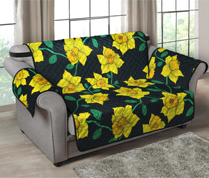 Drawing Daffodil Flower Pattern Print Loveseat Protector