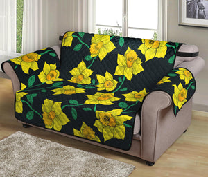 Drawing Daffodil Flower Pattern Print Loveseat Protector