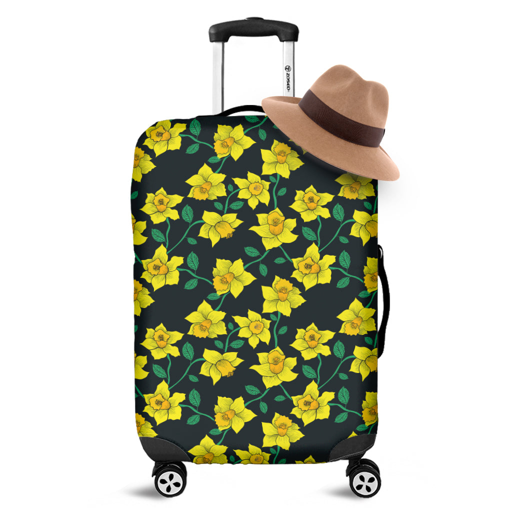 Drawing Daffodil Flower Pattern Print Luggage Cover