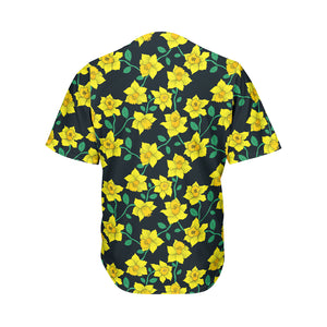 Drawing Daffodil Flower Pattern Print Men's Baseball Jersey