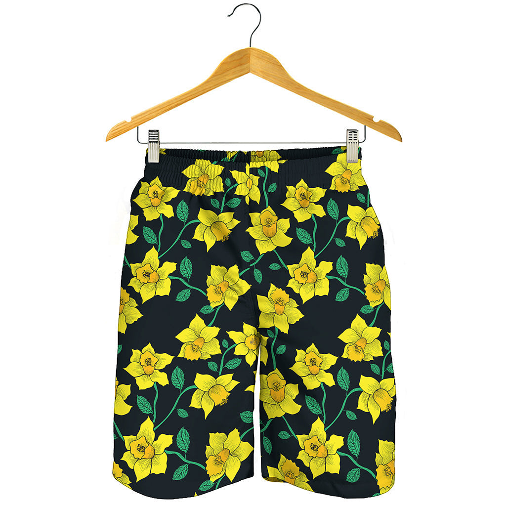 Drawing Daffodil Flower Pattern Print Men's Shorts