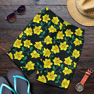 Drawing Daffodil Flower Pattern Print Men's Shorts