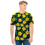 Drawing Daffodil Flower Pattern Print Men's T-Shirt