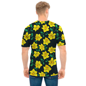 Drawing Daffodil Flower Pattern Print Men's T-Shirt