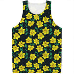 Drawing Daffodil Flower Pattern Print Men's Tank Top