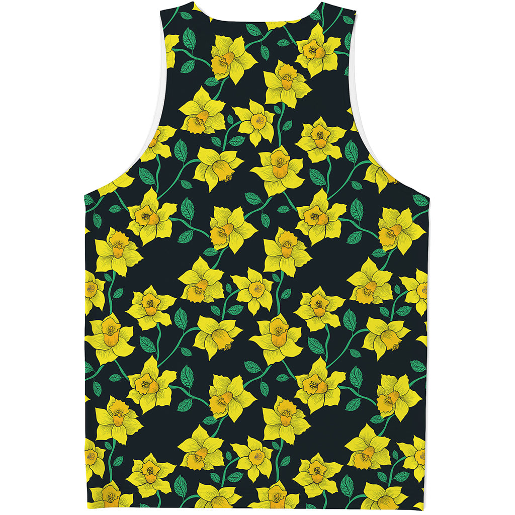 Drawing Daffodil Flower Pattern Print Men's Tank Top