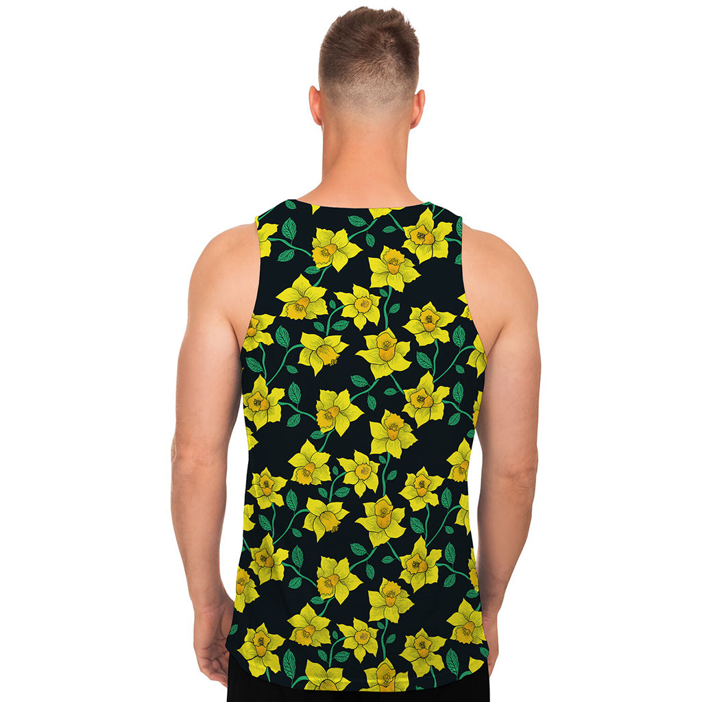 Drawing Daffodil Flower Pattern Print Men's Tank Top