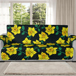 Drawing Daffodil Flower Pattern Print Oversized Sofa Protector