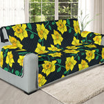 Drawing Daffodil Flower Pattern Print Oversized Sofa Protector