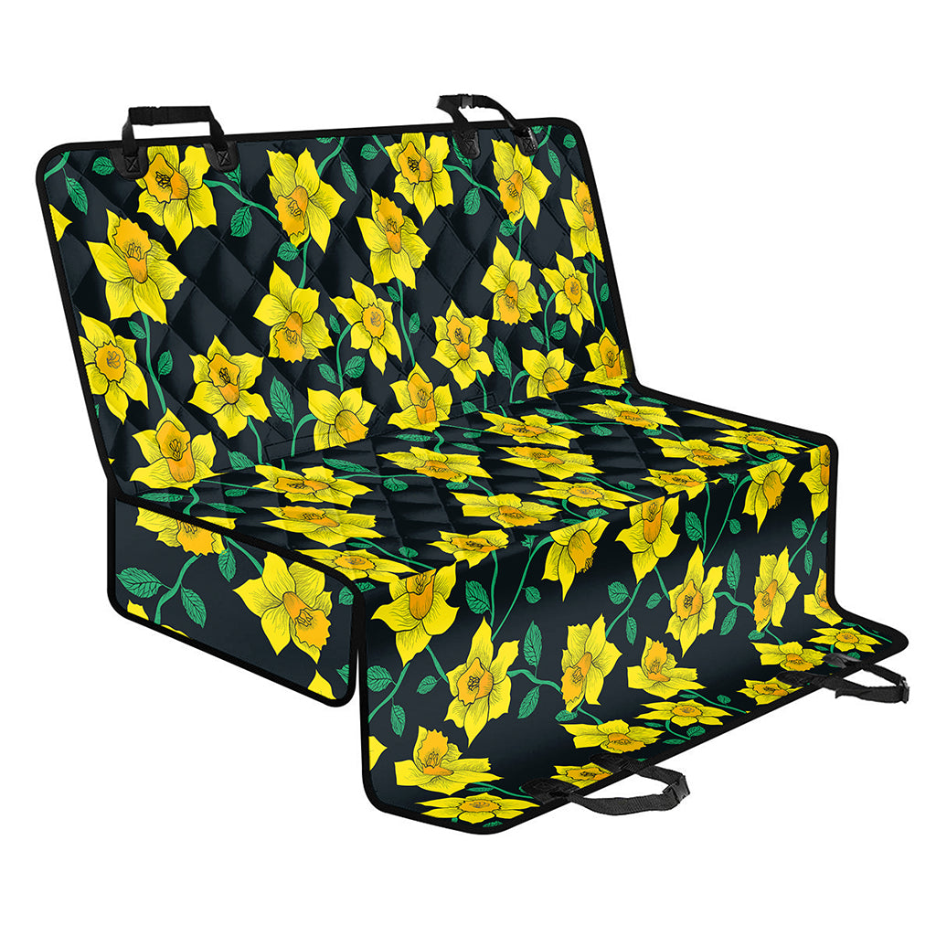 Drawing Daffodil Flower Pattern Print Pet Car Back Seat Cover