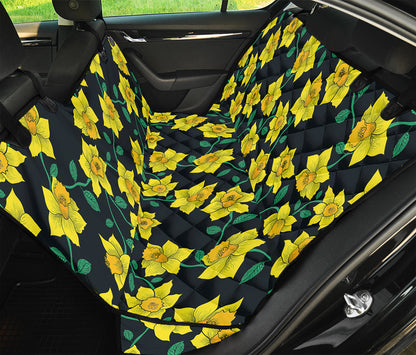 Drawing Daffodil Flower Pattern Print Pet Car Back Seat Cover