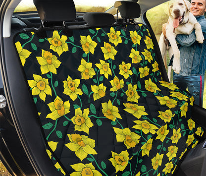 Drawing Daffodil Flower Pattern Print Pet Car Back Seat Cover