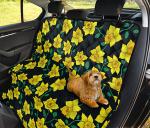 Drawing Daffodil Flower Pattern Print Pet Car Back Seat Cover