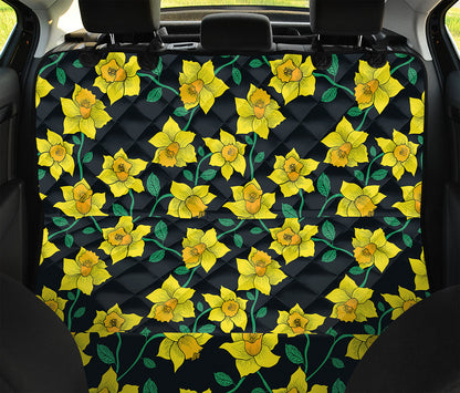 Drawing Daffodil Flower Pattern Print Pet Car Back Seat Cover