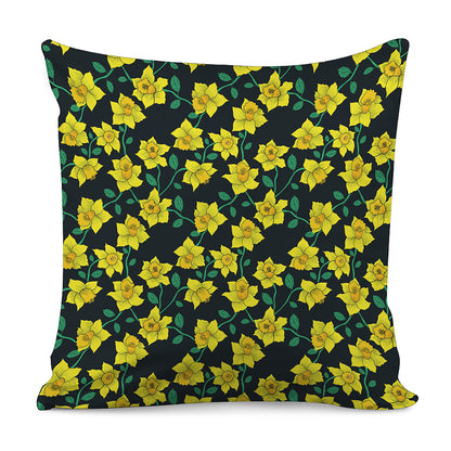 Drawing Daffodil Flower Pattern Print Pillow Cover