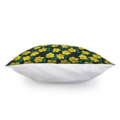 Drawing Daffodil Flower Pattern Print Pillow Cover