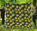 Drawing Daffodil Flower Pattern Print Quilt