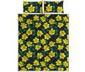 Drawing Daffodil Flower Pattern Print Quilt Bed Set