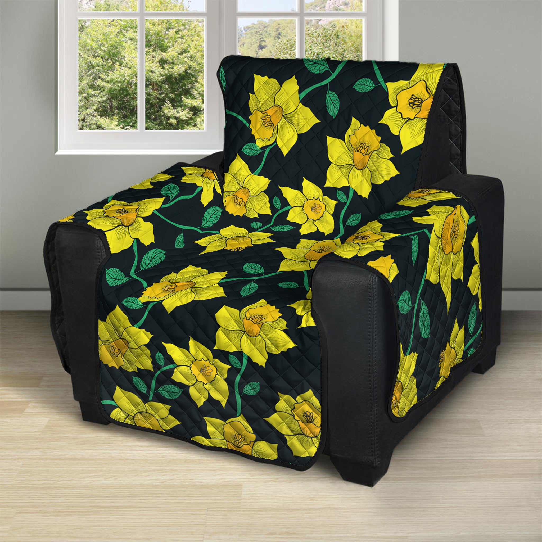 Drawing Daffodil Flower Pattern Print Recliner Protector