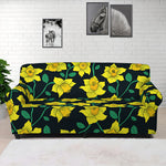 Drawing Daffodil Flower Pattern Print Sofa Cover
