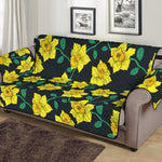 Drawing Daffodil Flower Pattern Print Sofa Protector