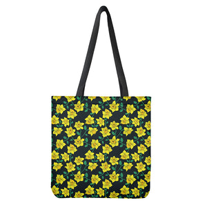 Drawing Daffodil Flower Pattern Print Tote Bag