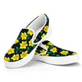 Drawing Daffodil Flower Pattern Print White Slip On Sneakers