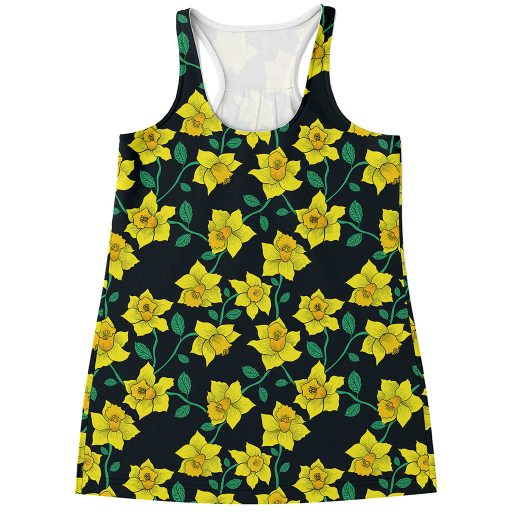 Drawing Daffodil Flower Pattern Print Women's Racerback Tank Top