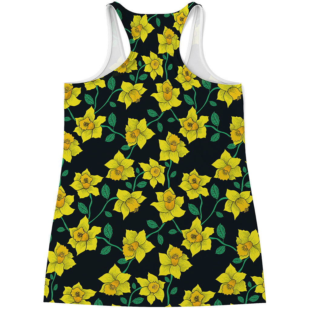 Drawing Daffodil Flower Pattern Print Women's Racerback Tank Top