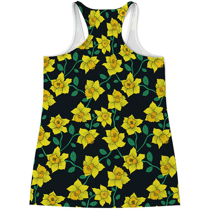 Drawing Daffodil Flower Pattern Print Women's Racerback Tank Top