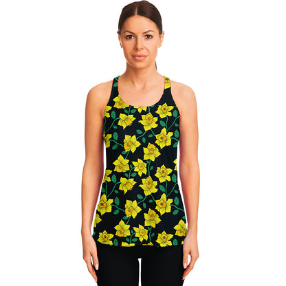 Drawing Daffodil Flower Pattern Print Women's Racerback Tank Top