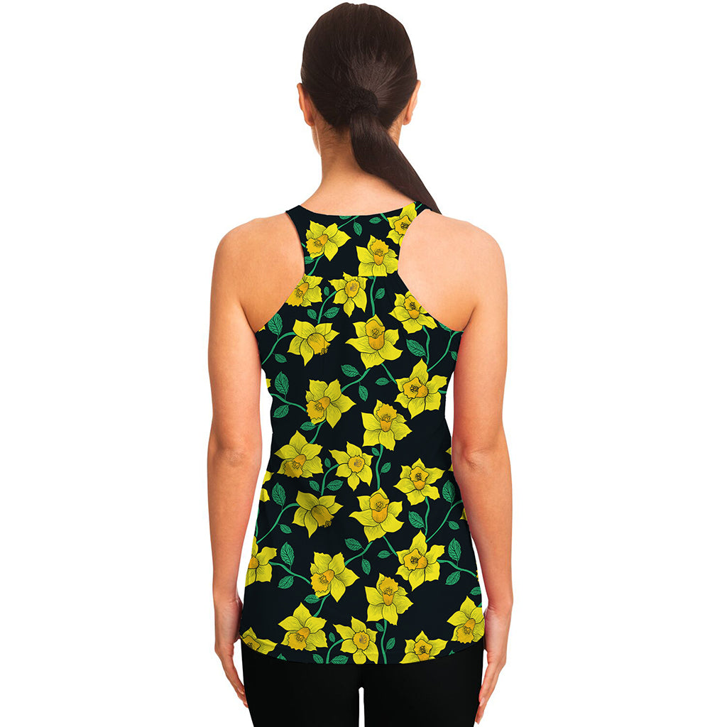 Drawing Daffodil Flower Pattern Print Women's Racerback Tank Top