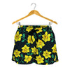 Drawing Daffodil Flower Pattern Print Women's Shorts