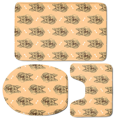 Drawing German Shepherd Pattern Print 3 Piece Bath Mat Set